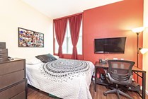Fully furnished bedrooms with study space. 